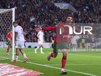 Cristiano Ronaldo of Portugal celebrates his goal during the UEFA Nations League 2024/25 League A Group A1 match between Portugal and Poland...