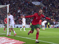 Cristiano Ronaldo of Portugal celebrates his goal during the UEFA Nations League 2024/25 League A Group A1 match between Portugal and Poland...