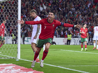 Cristiano Ronaldo of Portugal celebrates his goal during the UEFA Nations League 2024/25 League A Group A1 match between Portugal and Poland...