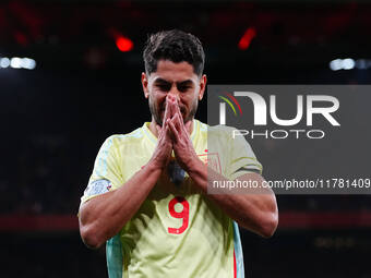 Ayoze Perez of Spain  gestures during the Nations League Round 5 match between Denmark against Spain at Parken, Copenhagen, Denmark on Novem...