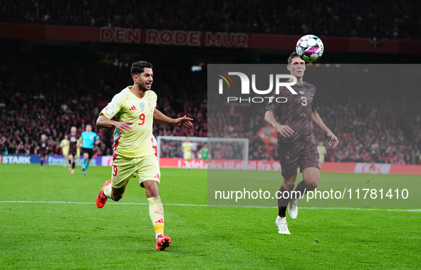 Ayoze Perez of Spain  shoots on goal during the Nations League Round 5 match between Denmark against Spain at Parken, Copenhagen, Denmark on...