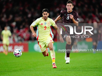 Ayoze Perez of Spain  controls the ball during the Nations League Round 5 match between Denmark against Spain at Parken, Copenhagen, Denmark...