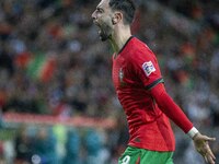 Bruno Fernandes of Portugal celebrates scoring his team's goal during the UEFA Nations League 2024/25 League A Group A1 match between Portug...