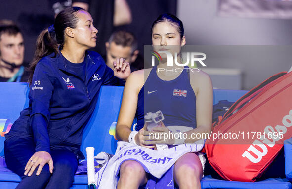 Anne Keothavong , Emma Raducanu  during Billie Jean King Cup Finals match Germany vs Great Britain in Malaga Spain on 15 November 2024. 