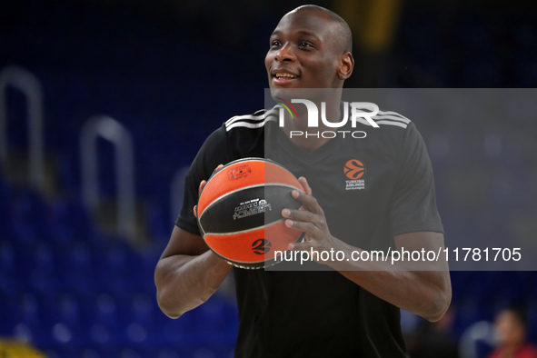 Bandja Sy plays during the match between FC Barcelona and Paris Basketball, corresponding to week 10 of the Turkish Airlines Euroleague, at...