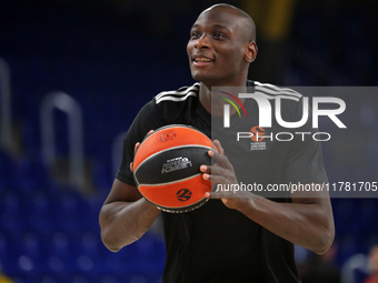 Bandja Sy plays during the match between FC Barcelona and Paris Basketball, corresponding to week 10 of the Turkish Airlines Euroleague, at...