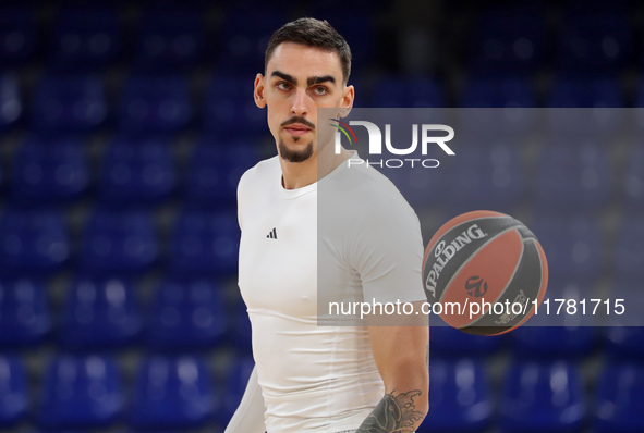 Leopold Cavaliere plays during the match between FC Barcelona and Paris Basketball, corresponding to week 10 of the Turkish Airlines Eurolea...