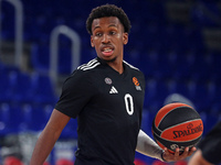 T. J. Shorts plays during the match between FC Barcelona and Paris Basketball, corresponding to week 10 of the Turkish Airlines Euroleague,...