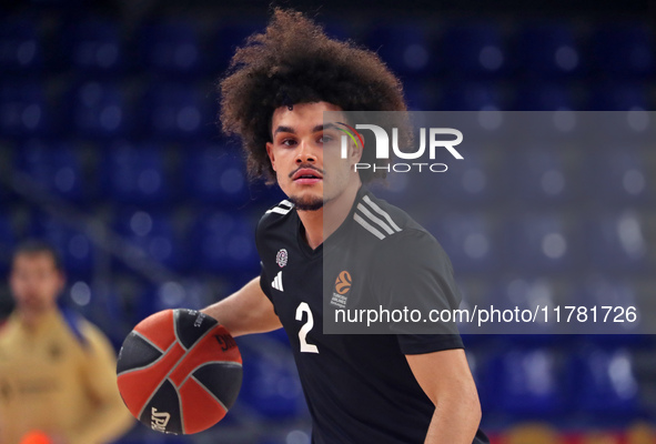 Nadir Hifi plays during the match between FC Barcelona and Paris Basketball, corresponding to week 10 of the Turkish Airlines Euroleague, at...