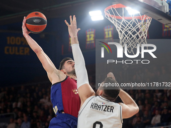 Tomas Satoransky and Leon Kratzer play during the match between FC Barcelona and Paris Basketball, corresponding to week 10 of the Turkish A...