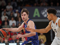 Juan Nunez and Maodo Lo play during the match between FC Barcelona and Paris Basketball, corresponding to week 10 of the Turkish Airlines Eu...