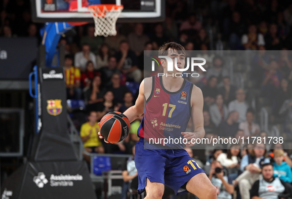 Juan Nunez plays during the match between FC Barcelona and Paris Basketball, corresponding to week 10 of the Turkish Airlines Euroleague, at...