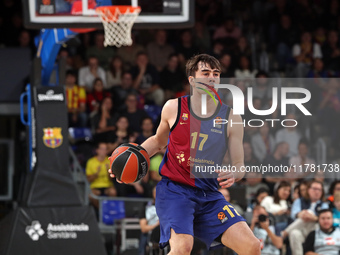 Juan Nunez plays during the match between FC Barcelona and Paris Basketball, corresponding to week 10 of the Turkish Airlines Euroleague, at...