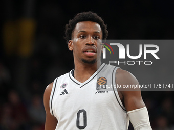 T. J. Shorts plays during the match between FC Barcelona and Paris Basketball, corresponding to week 10 of the Turkish Airlines Euroleague,...