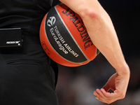 The official ball of the Euroleague is used during the match between FC Barcelona and Paris Basketball, corresponding to week 10 of the Turk...