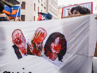 Demonstrators participate in the No Meloni Day student protest in Milan, Italy, on November 15, 2024 (