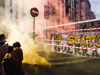 Demonstrators participate in the No Meloni Day student protest in Milan, Italy, on November 15, 2024 (