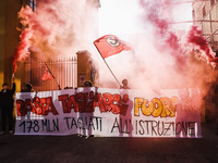 Demonstrators participate in the No Meloni Day student protest in Milan, Italy, on November 15, 2024 (