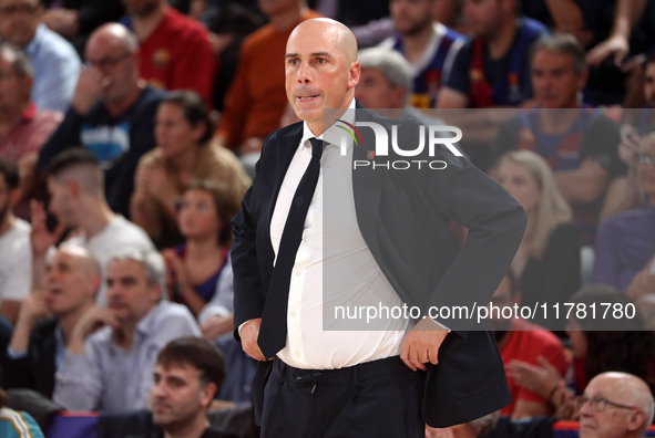 Joan Penarroya coaches during the match between FC Barcelona and Paris Basketball, corresponding to week 10 of the Turkish Airlines Euroleag...