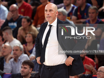 Joan Penarroya coaches during the match between FC Barcelona and Paris Basketball, corresponding to week 10 of the Turkish Airlines Euroleag...