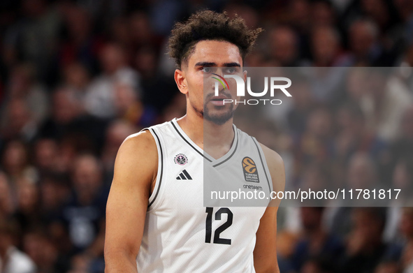 Maodo Lo plays during the match between FC Barcelona and Paris Basketball, corresponding to week 10 of the Turkish Airlines Euroleague, at t...