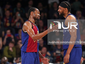 Kevin Punter and Jabari Parker play during the match between FC Barcelona and Paris Basketball, corresponding to week 10 of the Turkish Airl...