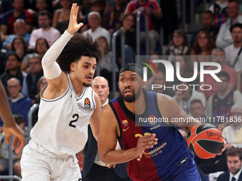 Jabari Parker and Nadir Hifi play during the match between FC Barcelona and Paris Basketball, corresponding to week 10 of the Turkish Airlin...