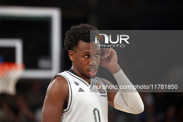 T. J. Shorts plays during the match between FC Barcelona and Paris Basketball, corresponding to week 10 of the Turkish Airlines Euroleague,...