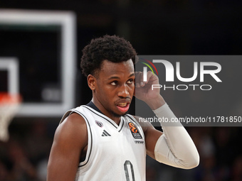 T. J. Shorts plays during the match between FC Barcelona and Paris Basketball, corresponding to week 10 of the Turkish Airlines Euroleague,...