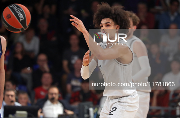 Nadir Hifi plays during the match between FC Barcelona and Paris Basketball, corresponding to week 10 of the Turkish Airlines Euroleague, at...