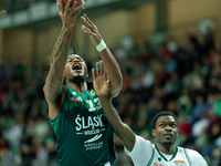 Kenan Blackshear participates in a match of the Orlen Basket Liga between Zastal Zielona Gora and WKS Slask Wroclaw in Wroclaw, Poland, on N...