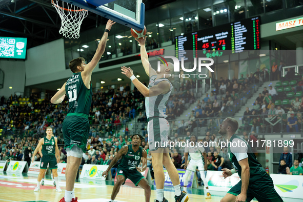 MICHAL KOLODZIEJ participates in a match of the Orlen Basket Liga between Zastal Zielona Gora and WKS Slask Wroclaw in Wroclaw, Poland, on N...