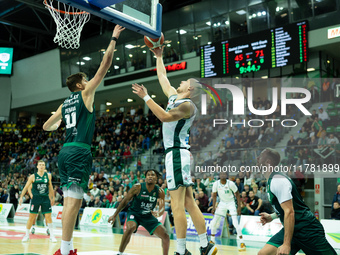 MICHAL KOLODZIEJ participates in a match of the Orlen Basket Liga between Zastal Zielona Gora and WKS Slask Wroclaw in Wroclaw, Poland, on N...