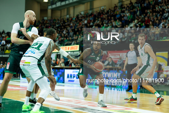 Donell Cooper participates in a match of the Orlen Basket Liga between Zastal Zielona Gora and WKS Slask Wroclaw in Wroclaw, Poland, on Nove...