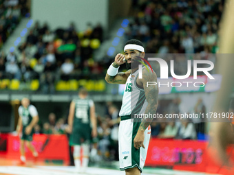 Walter Hodge participates in a match of the Orlen Basket Liga between Zastal Zielona Gora and WKS Slask Wroclaw in Wroclaw, Poland, on Novem...