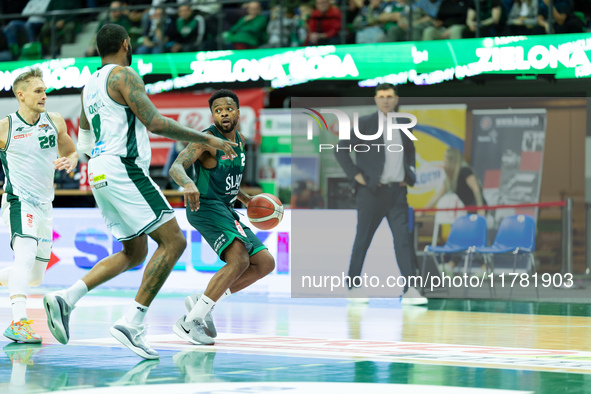 Donell Cooper participates in a match of the Orlen Basket Liga between Zastal Zielona Gora and WKS Slask Wroclaw in Wroclaw, Poland, on Nove...