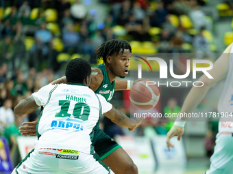 Kenan Blackshear participates in a match of the Orlen Basket Liga between Zastal Zielona Gora and WKS Slask Wroclaw in Wroclaw, Poland, on N...