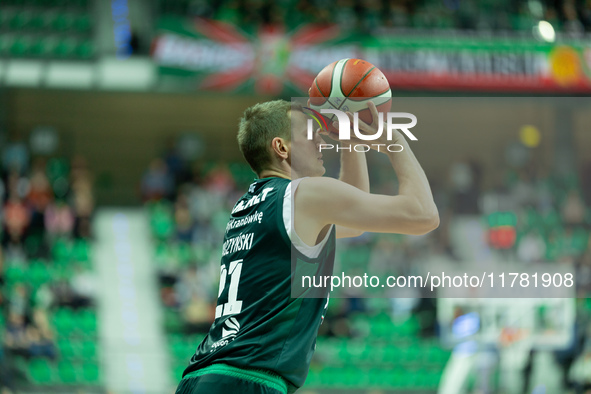 Adam Waczynski participates in a match of the Orlen Basket Liga between Zastal Zielona Gora and WKS Slask Wroclaw in Wroclaw, Poland, on Nov...