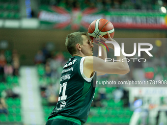 Adam Waczynski participates in a match of the Orlen Basket Liga between Zastal Zielona Gora and WKS Slask Wroclaw in Wroclaw, Poland, on Nov...