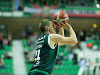 Adam Waczynski participates in a match of the Orlen Basket Liga between Zastal Zielona Gora and WKS Slask Wroclaw in Wroclaw, Poland, on Nov...