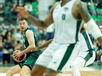 Daniel Golebiowski participates in a match of the Orlen Basket Liga between Zastal Zielona Gora and WKS Slask Wroclaw in Wroclaw, Poland, on...