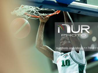 Wesley Harris participates in a match of the Orlen Basket Liga between Zastal Zielona Gora and WKS Slask Wroclaw in Wroclaw, Poland, on Nove...