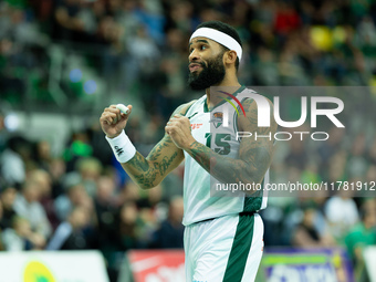 Walter Hodge participates in a match of the Orlen Basket Liga between Zastal Zielona Gora and WKS Slask Wroclaw in Wroclaw, Poland, on Novem...