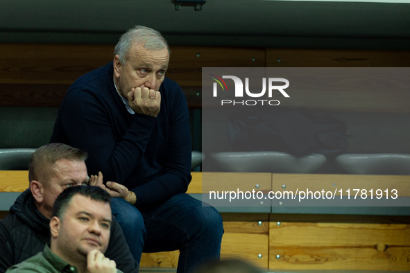 Grzegorz Schetyna participates in a match of the Orlen Basket Liga between Zastal Zielona Gora and WKS Slask Wroclaw in Wroclaw, Poland, on...