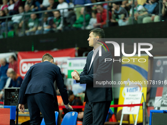 VIRGINJUS SIRVYDIS participates in a match of the Orlen Basket Liga between Zastal Zielona Gora and WKS Slask Wroclaw in Wroclaw, Poland, on...