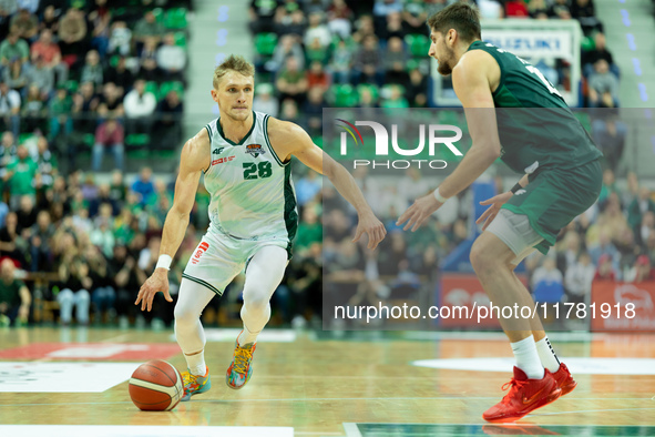 FILIP MATCZAK participates in a match of the Orlen Basket Liga between Zastal Zielona Gora and WKS Slask Wroclaw in Wroclaw, Poland, on Nove...