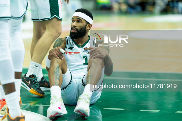 Walter Hodge participates in a match of the Orlen Basket Liga between Zastal Zielona Gora and WKS Slask Wroclaw in Wroclaw, Poland, on Novem...