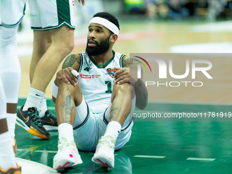 Walter Hodge participates in a match of the Orlen Basket Liga between Zastal Zielona Gora and WKS Slask Wroclaw in Wroclaw, Poland, on Novem...