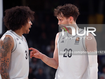 Tyson Ward and Mikael Jantunen play during the match between FC Barcelona and Paris Basketball, corresponding to week 10 of the Turkish Airl...