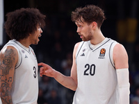 Tyson Ward and Mikael Jantunen play during the match between FC Barcelona and Paris Basketball, corresponding to week 10 of the Turkish Airl...